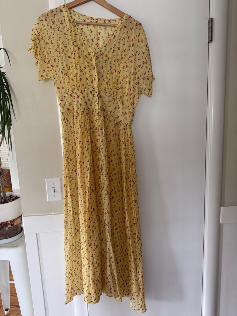 & Other Stories Yellow Floral Midi Dress